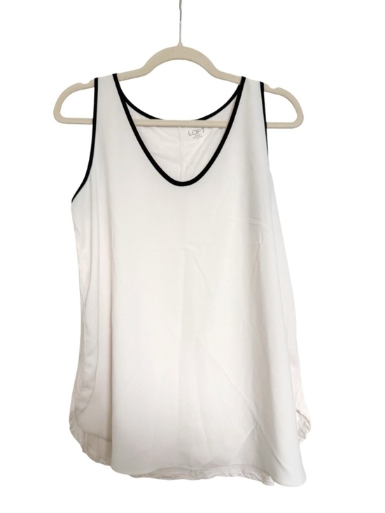 LOFT Tops - LOFT White and Black Trim Tank Top